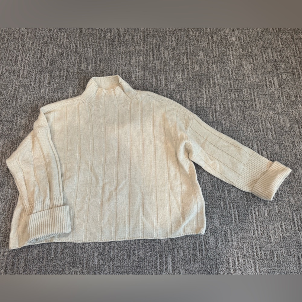 Madewell Cream Mockneck Sweater (cashmere/wool blend)